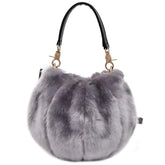 Womens Faux Fur Bucket Handbag Plush Shoulder Bag Fur Evening Tote Bags(Gray)